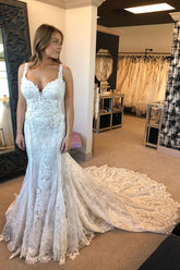 Gorgeous Mermaid Vintage Lace & Appliques Wedding Dresses with Train